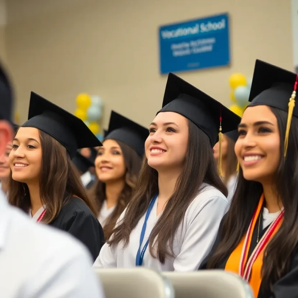Graduates celebrating at the Lively Technical College graduation ceremony