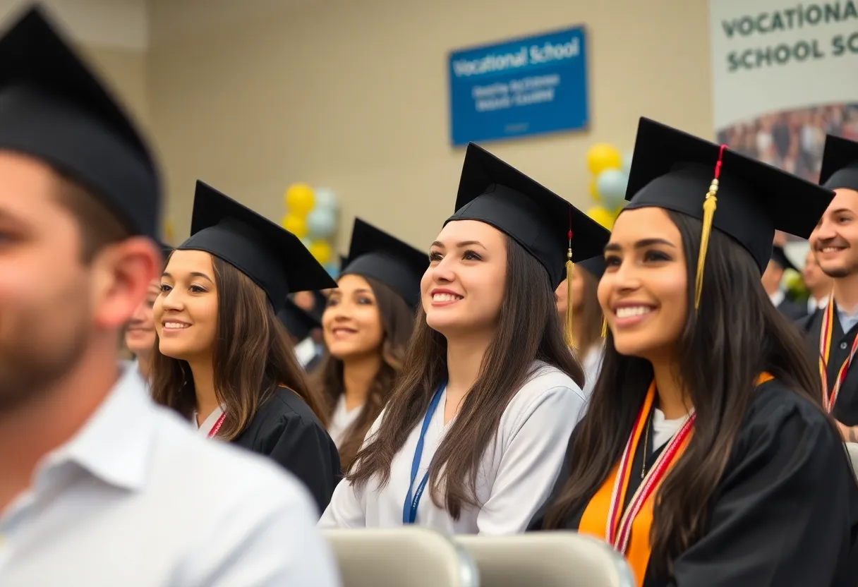Graduates celebrating at the Lively Technical College graduation ceremony