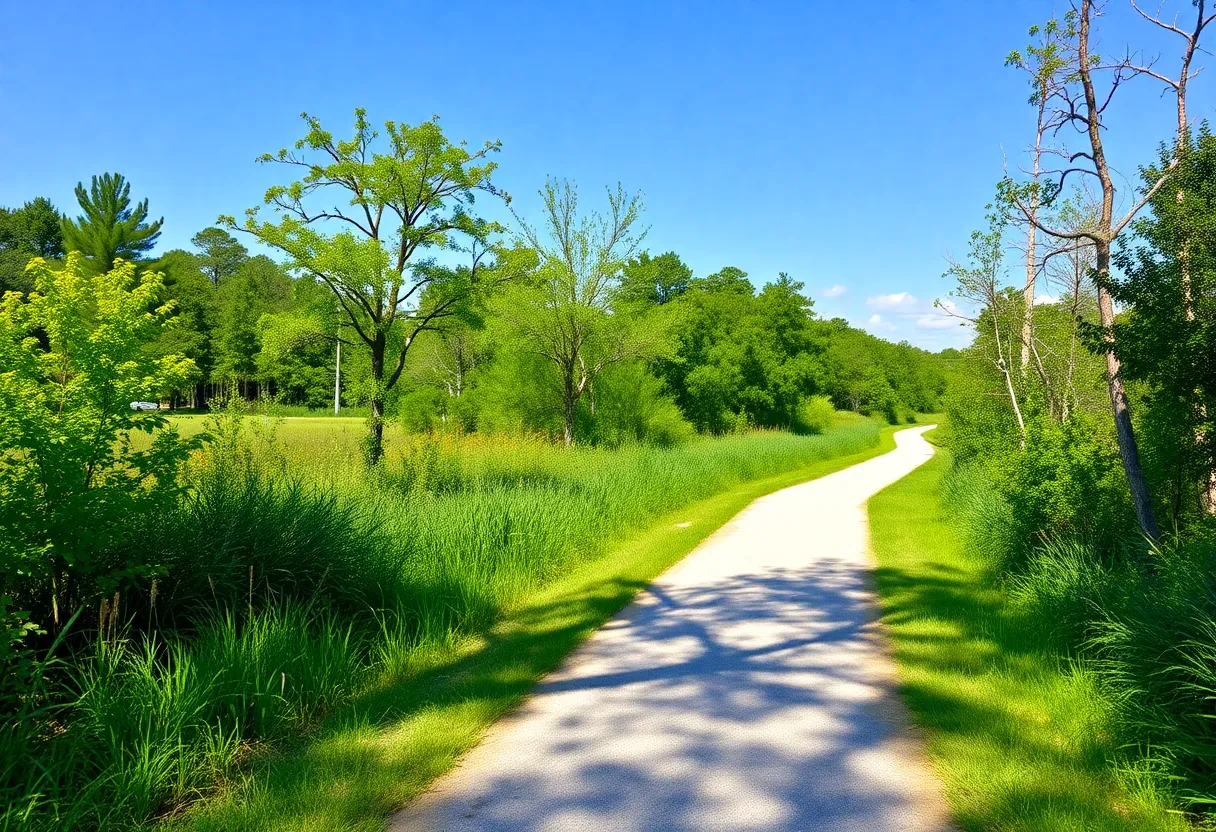 Trail at J.R. Alford Greenway surrounded by greenery