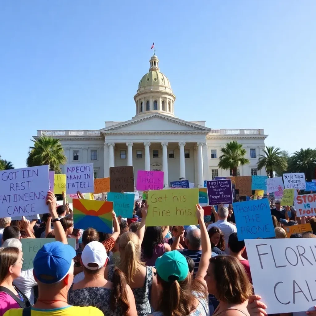 Crowd of protesters at the No Kings rally in Tallahassee