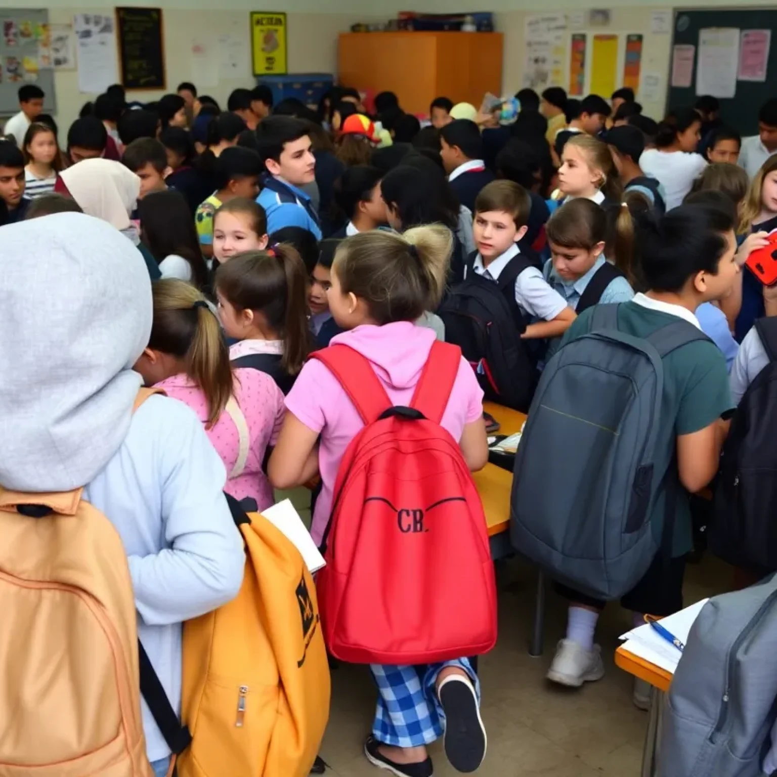 A crowded classroom representing overcrowding issues in Leon County schools