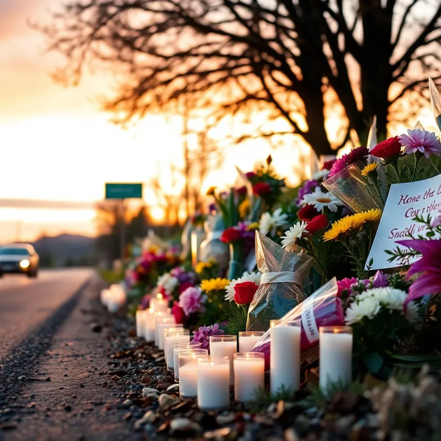 Roadside memorial for a tragic incident
