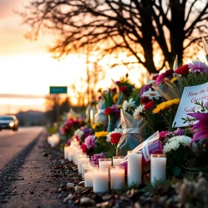 Roadside memorial for a tragic incident