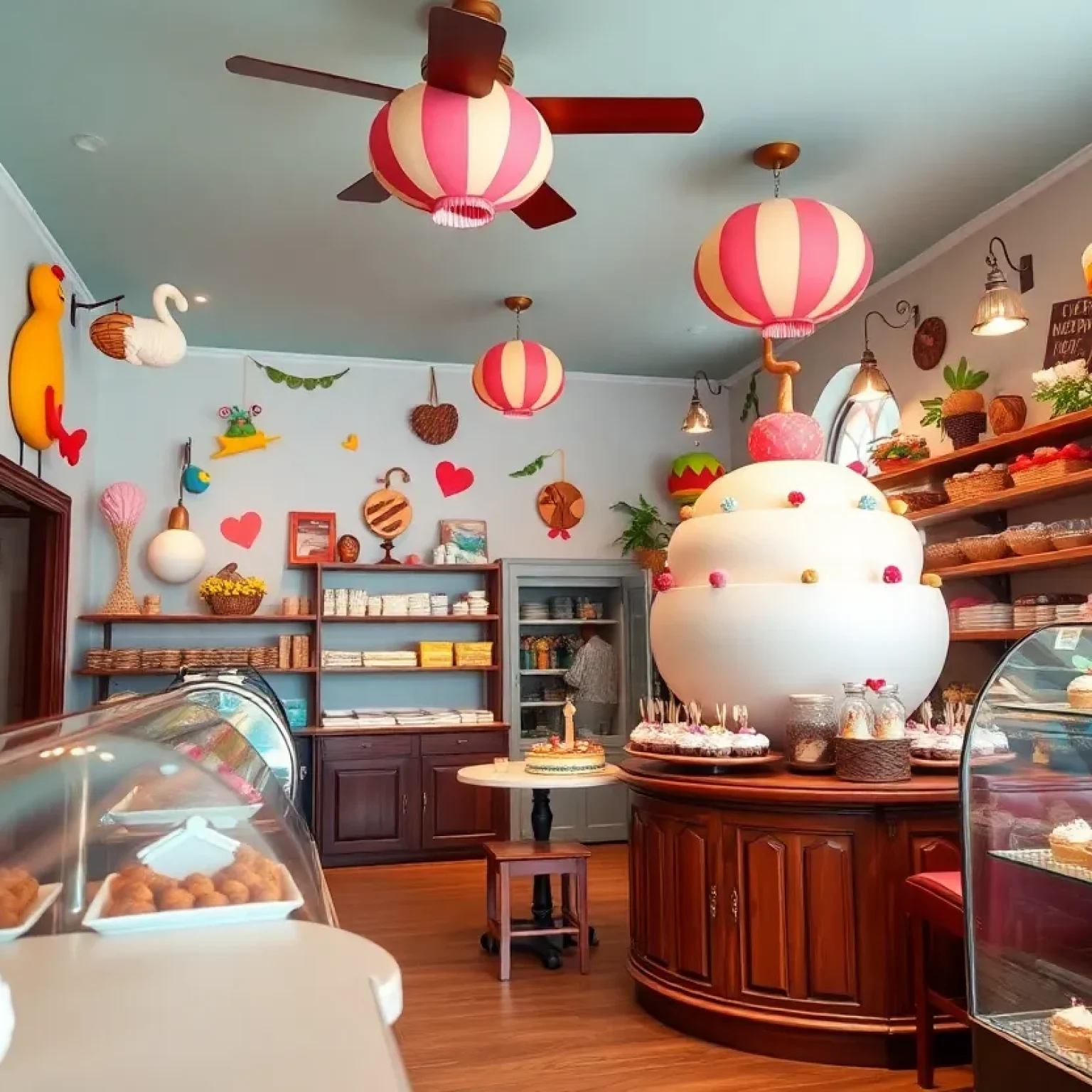Interior of Sweetfirmations Bakery with desserts and decorations