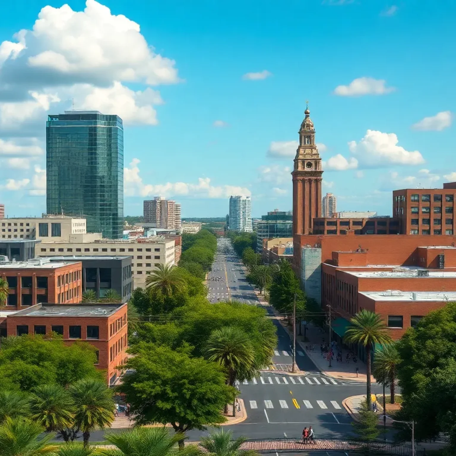 Cityscape of Tallahassee depicting urban life and community engagement