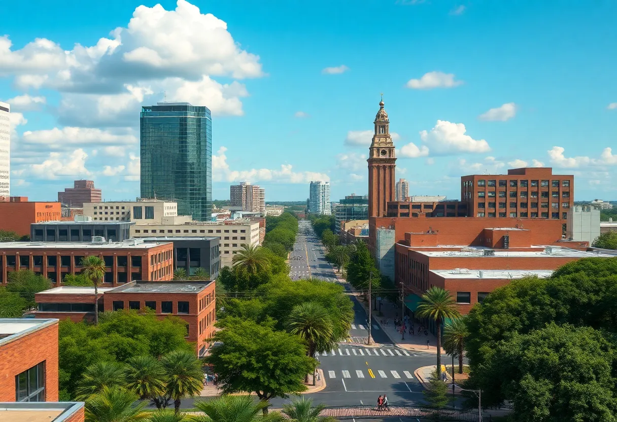 Cityscape of Tallahassee depicting urban life and community engagement