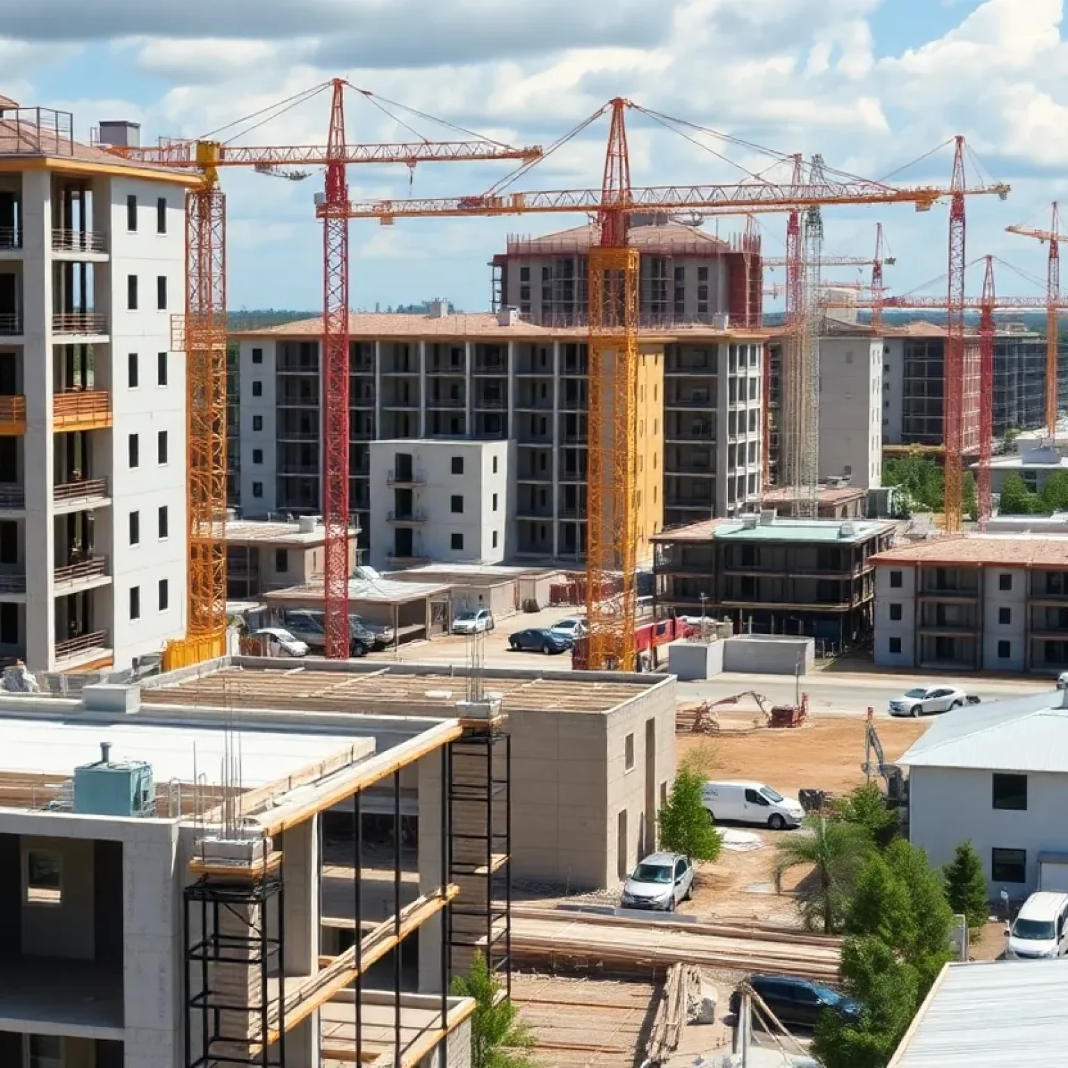 Construction site in Tallahassee with fewer homes being built