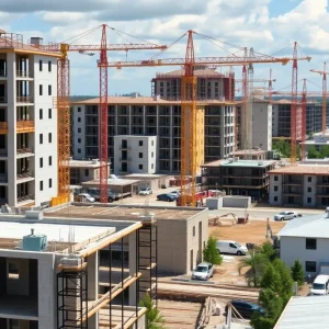 Construction site in Tallahassee with fewer homes being built