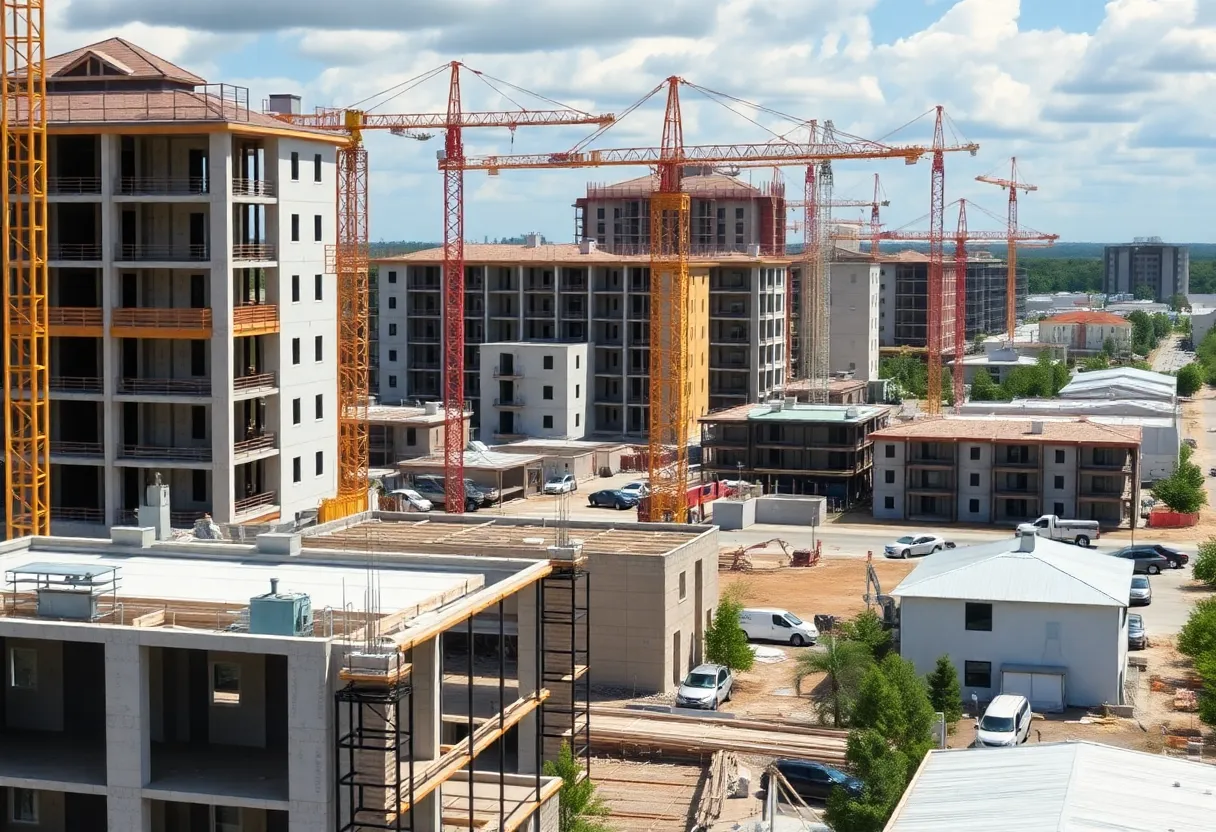 Construction site in Tallahassee with fewer homes being built