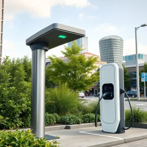 Electric vehicle charging station under construction in Tallahassee