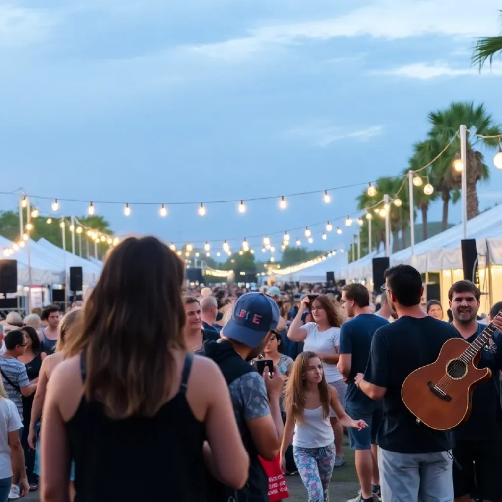 A lively festival atmosphere in Tallahassee with music and community events.