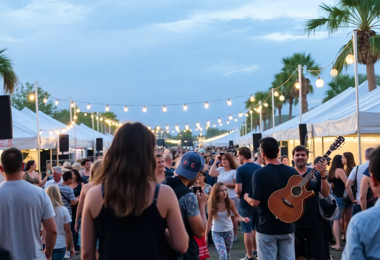 A lively festival atmosphere in Tallahassee with music and community events.