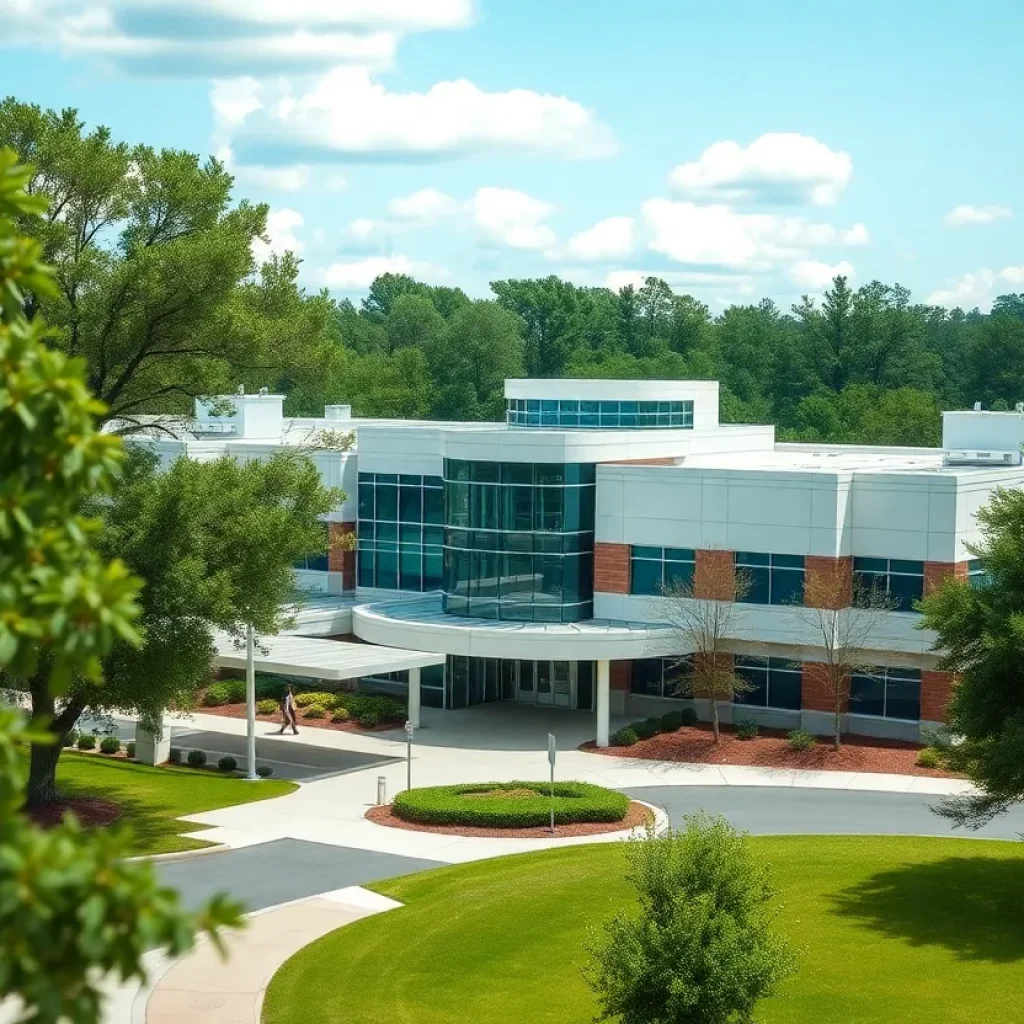 Exterior view of Tallahassee Memorial HealthCare showcasing modern architecture.