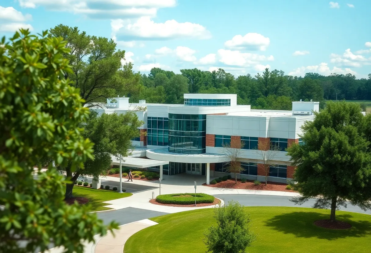 Exterior view of Tallahassee Memorial HealthCare showcasing modern architecture.