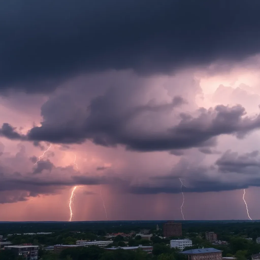 Dark clouds over Tallahassee preparing for severe weather