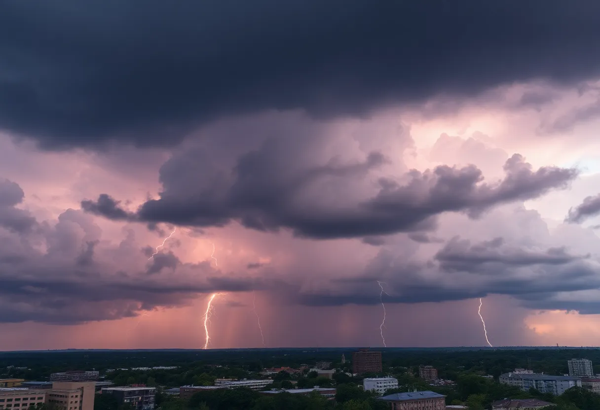 Dark clouds over Tallahassee preparing for severe weather