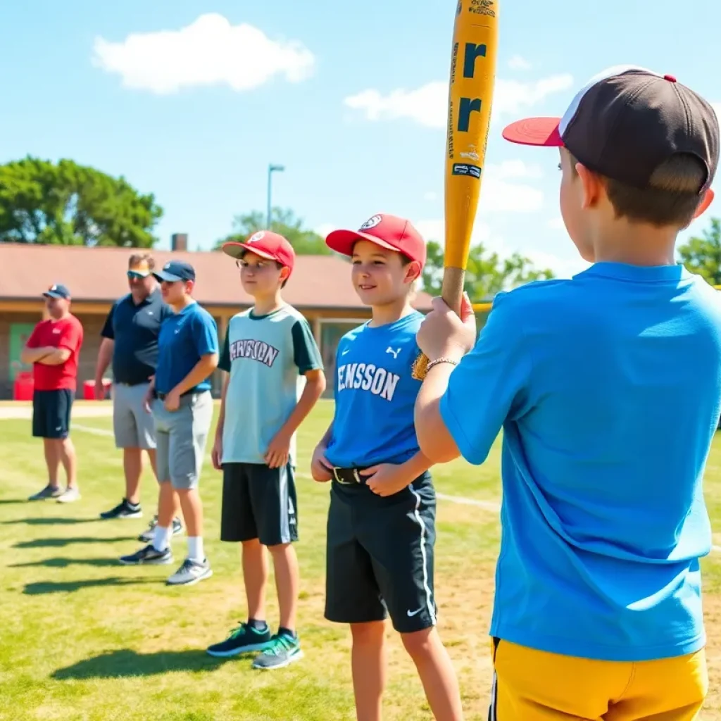Young baseball players participating in a talent evaluation event