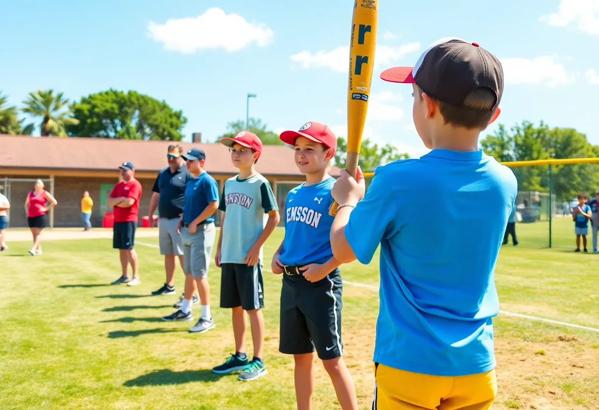 Young baseball players participating in a talent evaluation event