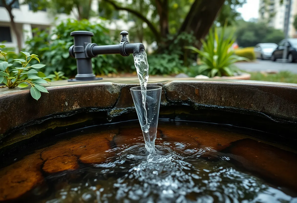Clean drinking water flowing from a well in Tallahassee