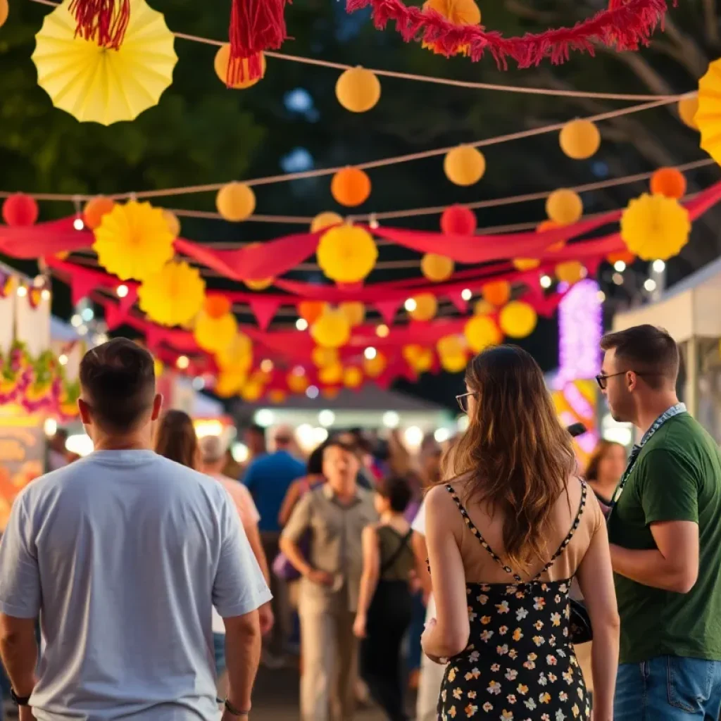 Families and friends enjoying a festival in Tallahassee with live music.