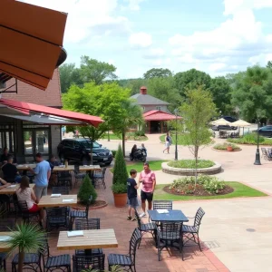 Scenic view of a park in Tallahassee with people enjoying outdoor activities.