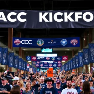 Fans and university representatives at the ACC Kickoff in Charlotte