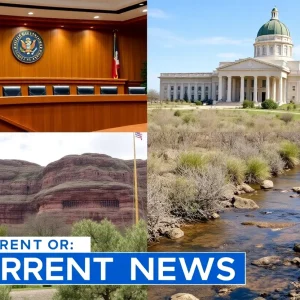 Collage of Big Bend community events including court and environmental scenes