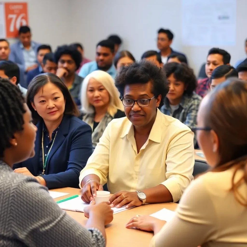Citizens participating in a local governance meeting
