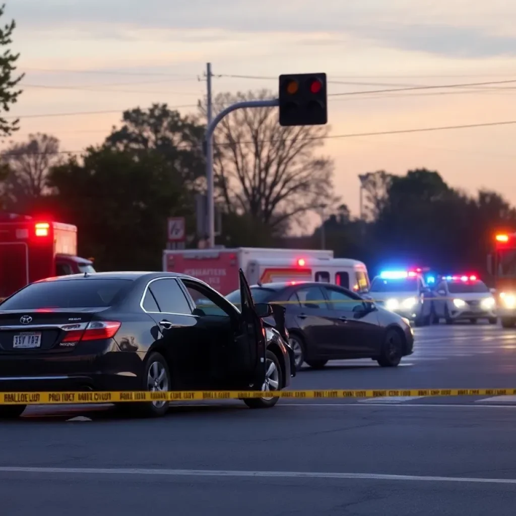 Emergency response vehicles at the scene of a car accident in Crawfordville