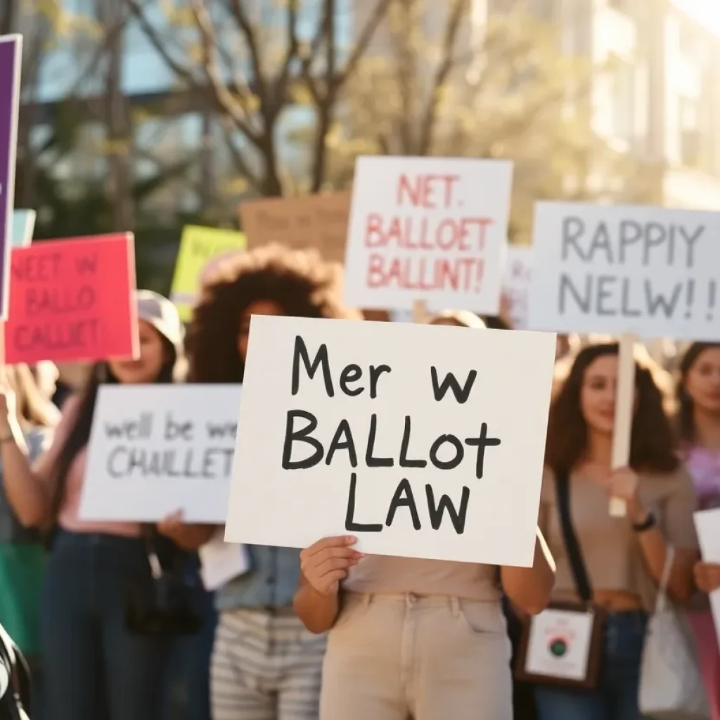 Demonstrators protesting against the new Florida ballot initiative law