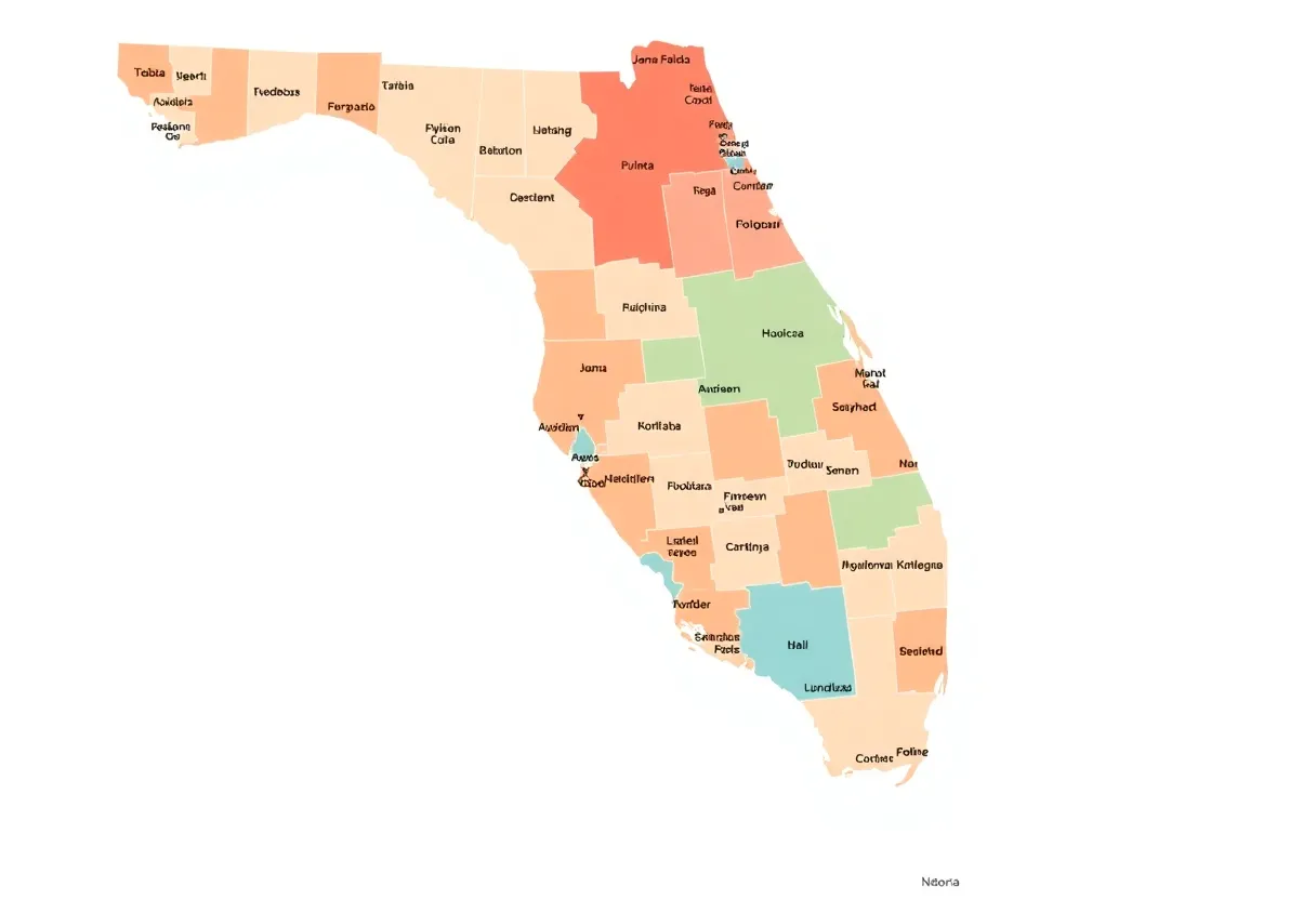 Map of Florida showing redistricted congressional districts