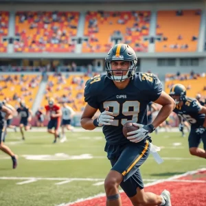 Florida State University football team practicing on the field