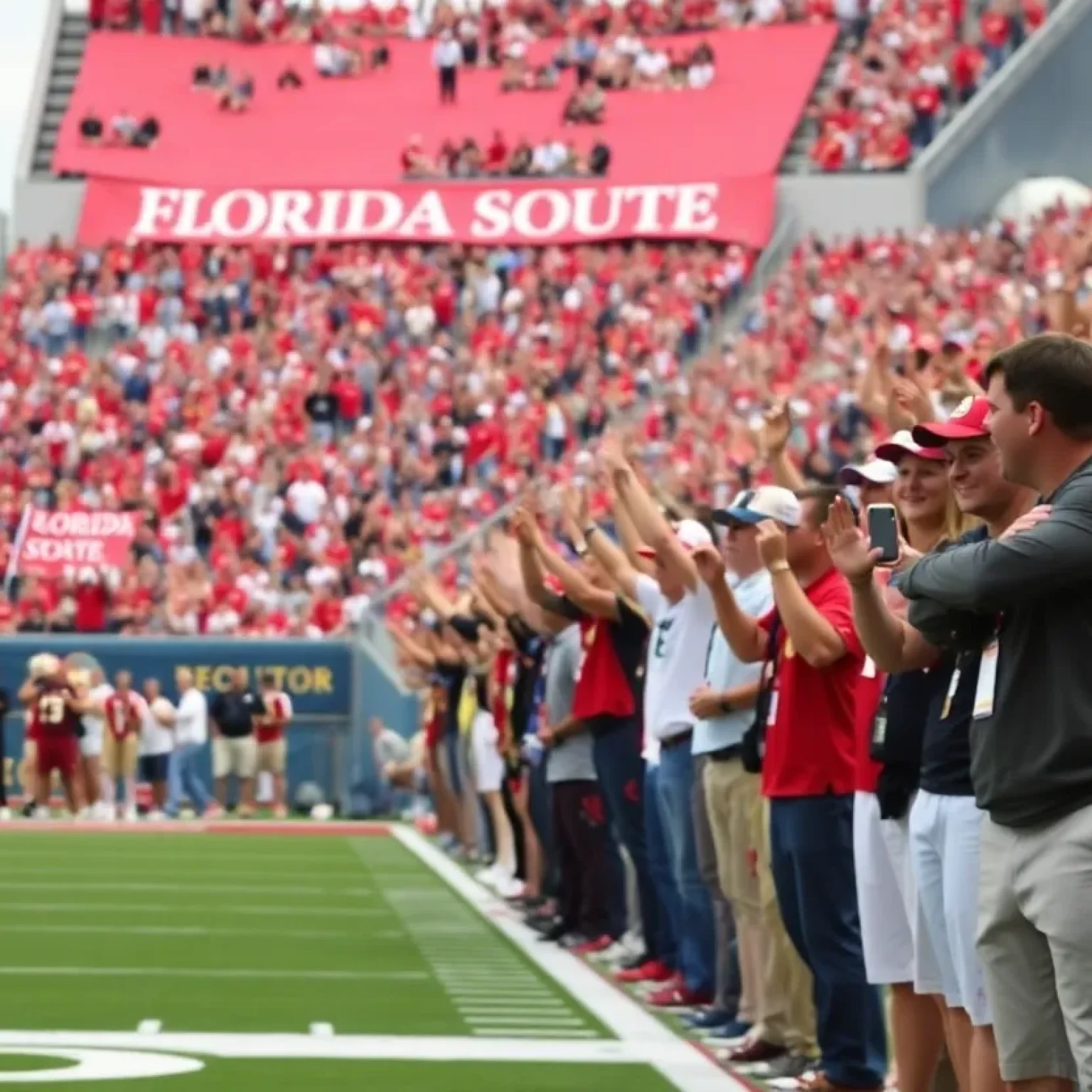 Fans at a Florida State University football recruiting event