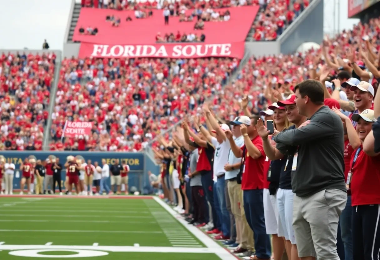 Fans at a Florida State University football recruiting event