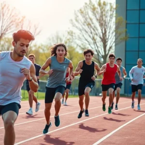 Collegiate athletes training on track at Florida State University