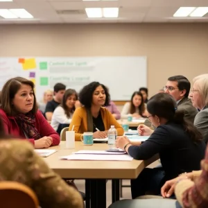 Community members discussing budget solutions in Leon County