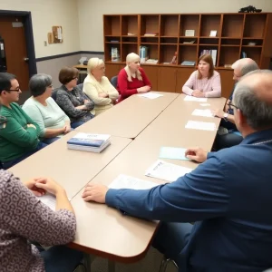 Community members discussing Leon County Schools budget issues
