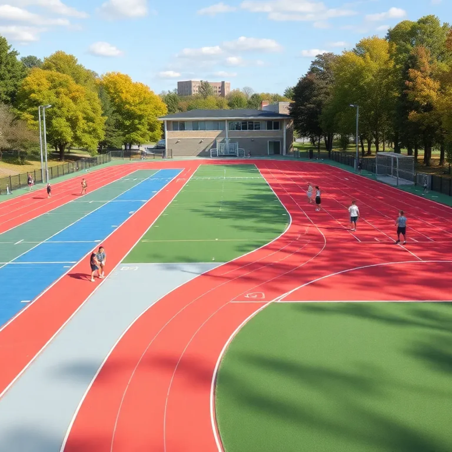 Modern track and field facility at Liberty High School in Bristol, Florida