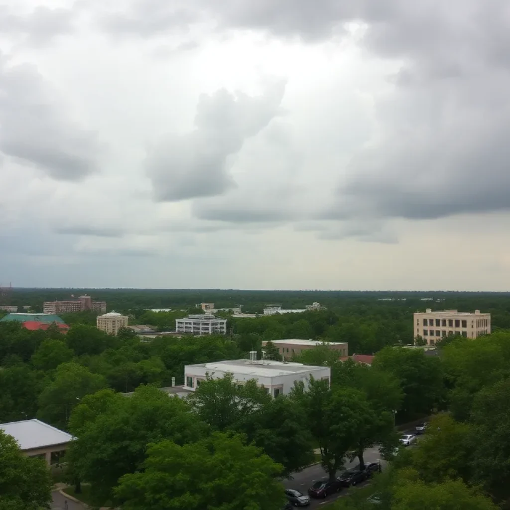 Overcast skies and rain clouds over Tallahassee, Florida