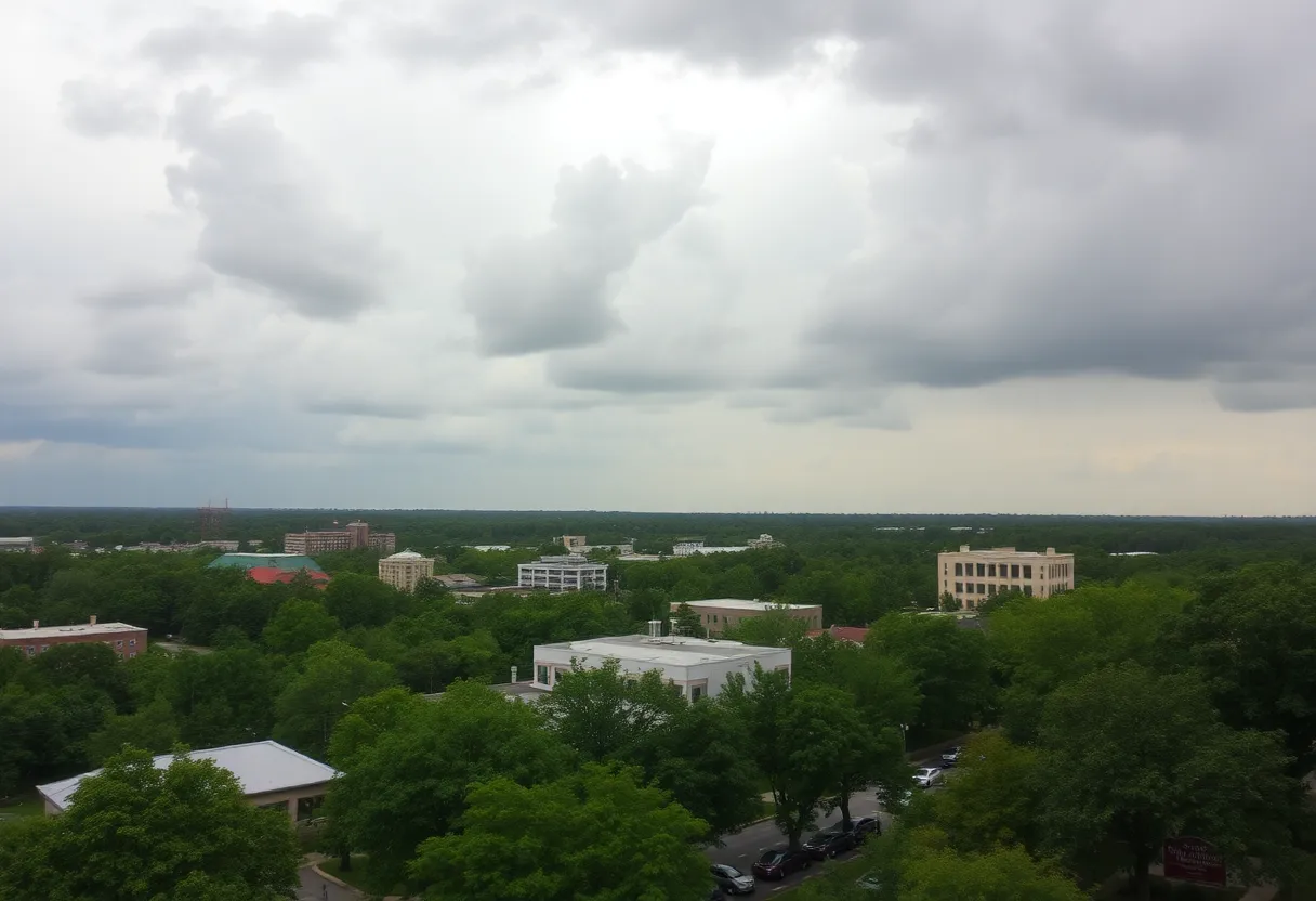 Overcast skies and rain clouds over Tallahassee, Florida