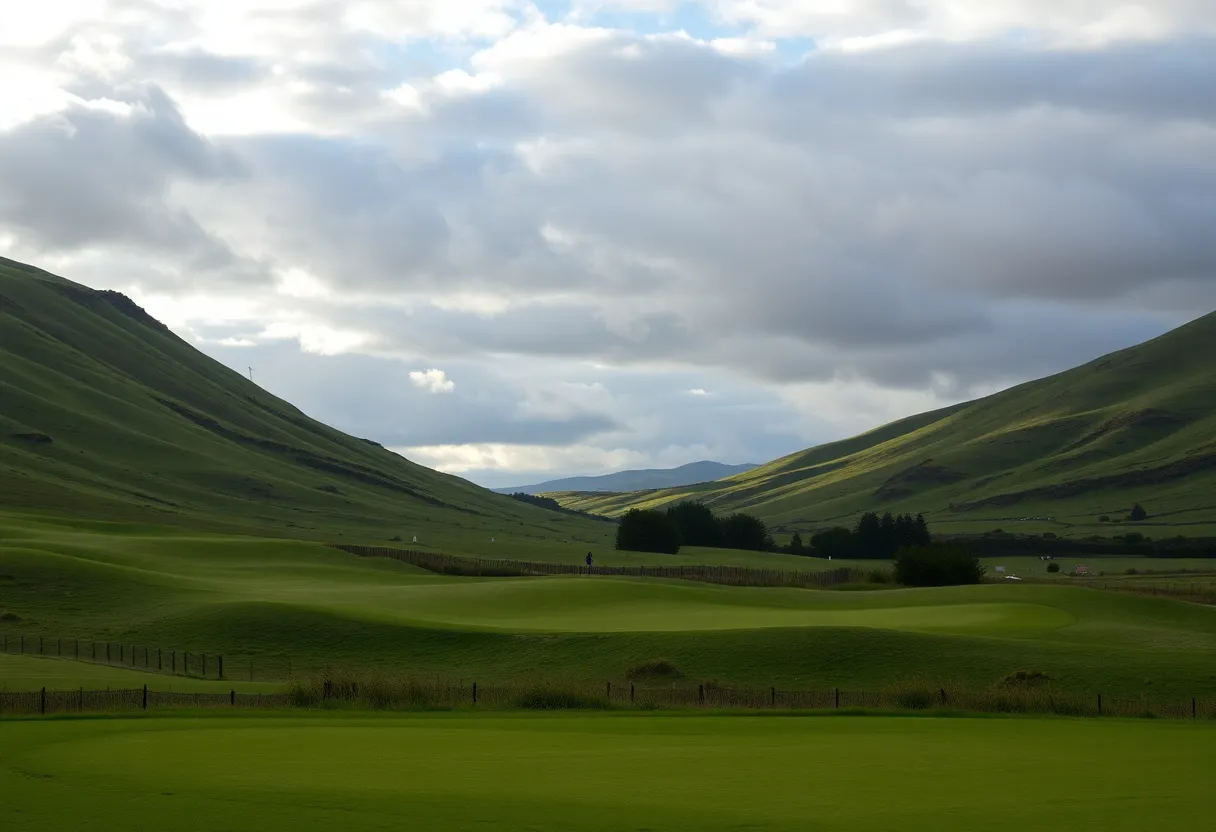 Scenic Golf Course in Scotland with Protests
