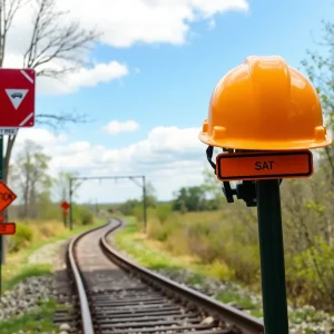 Scenic view of St. Marks Historic Railroad State Trail with safety signs.
