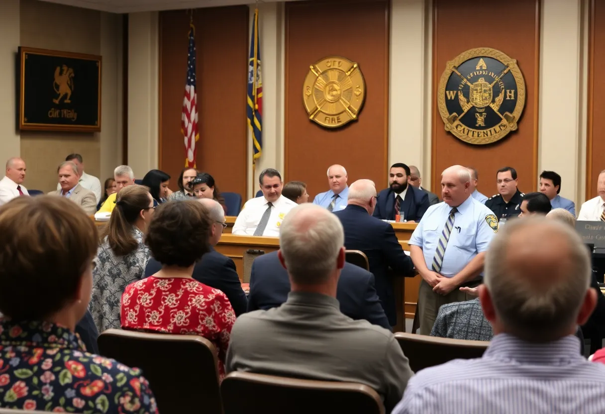 Tallahassee city officials discussing fire service fees.
