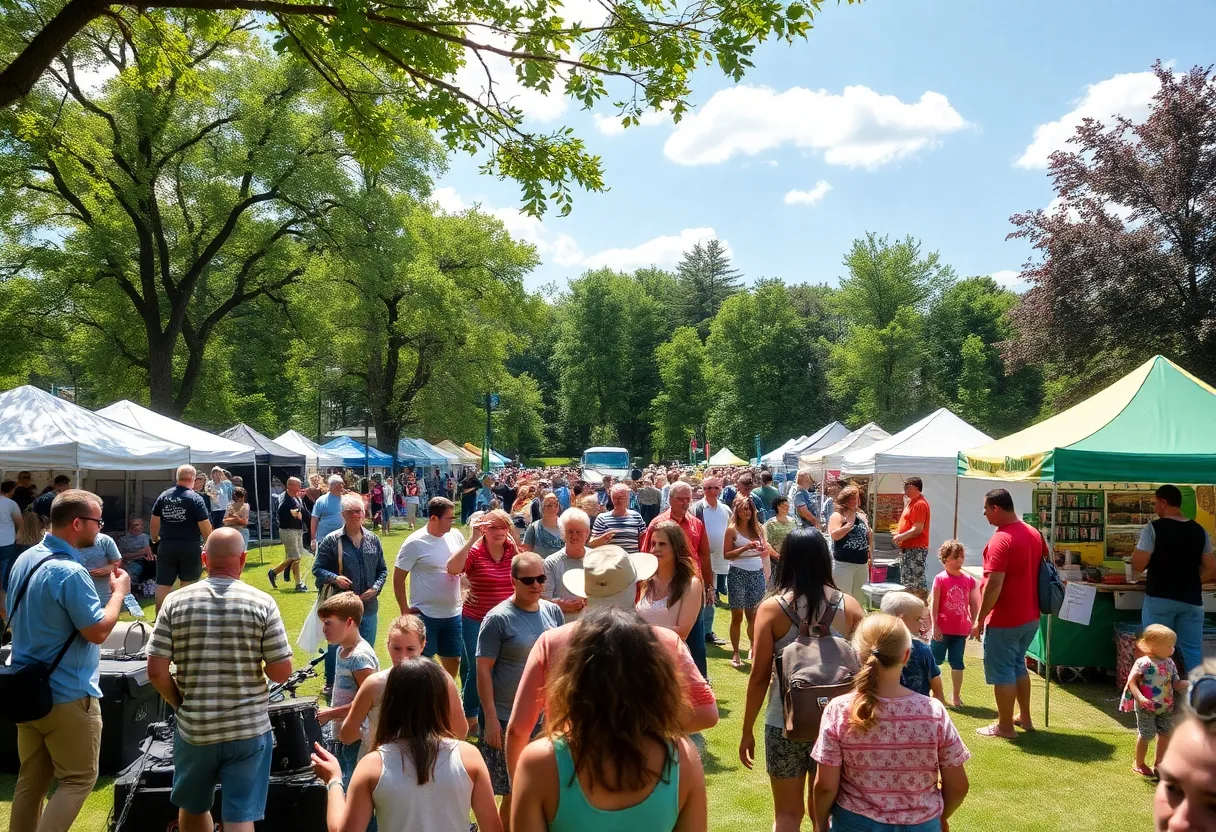 Outdoor community event in Tallahassee with live music and food vendors