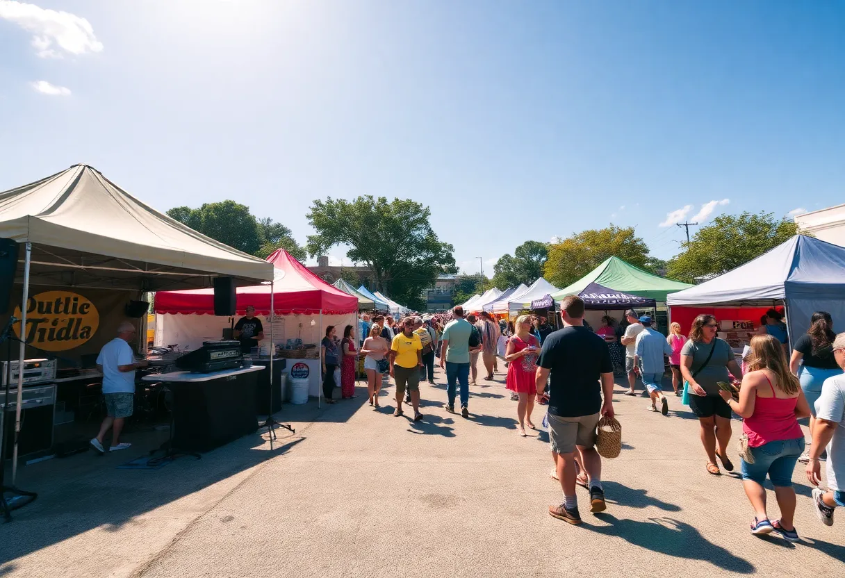 Community festival in Tallahassee with live music and food vendors