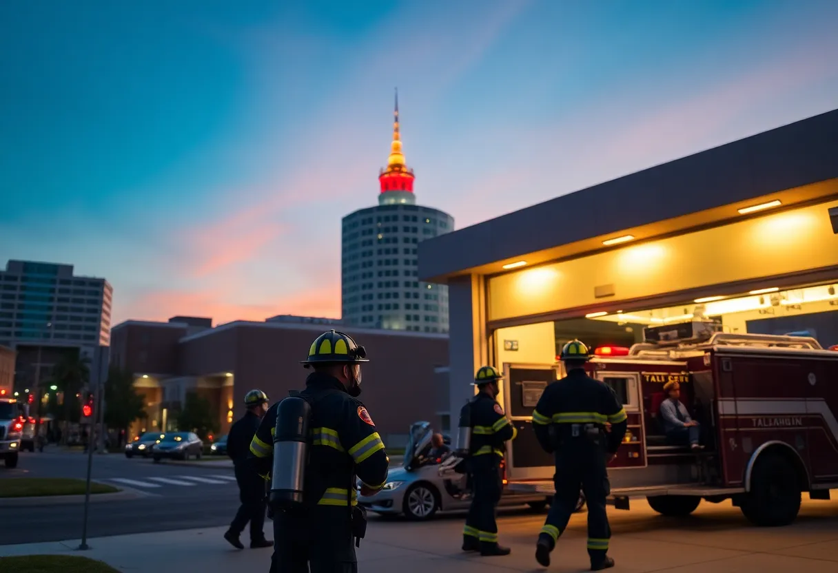 Firefighters training at a modern fire station in Tallahassee.