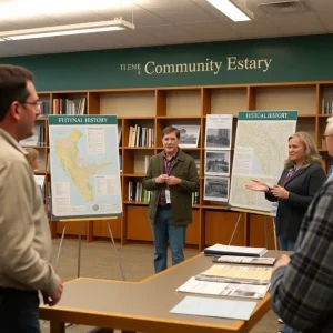 Community members participating in a history lecture at Leon County Library