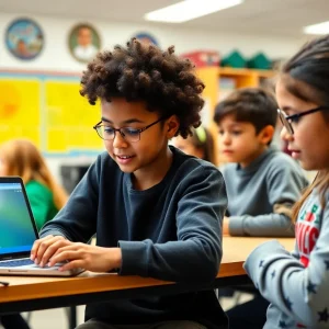 Diverse students engaged in learning with technology in a Tallahassee school classroom