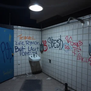 Vandalized Public Restroom