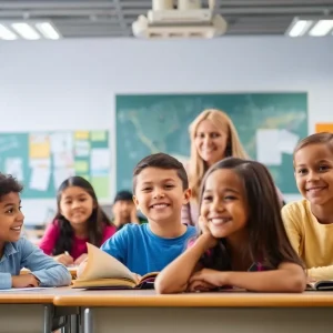 Students and teacher in an active learning environment
